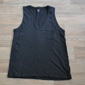 Madewell Whisper Soft Cotton V-neck Black Pocket Tank Top Size Small